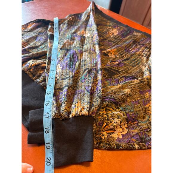 Vintage Kenar Silk Blouson Sheer Abstract Print Top Hong Kong 60s–80s M - Picture 4 of 6